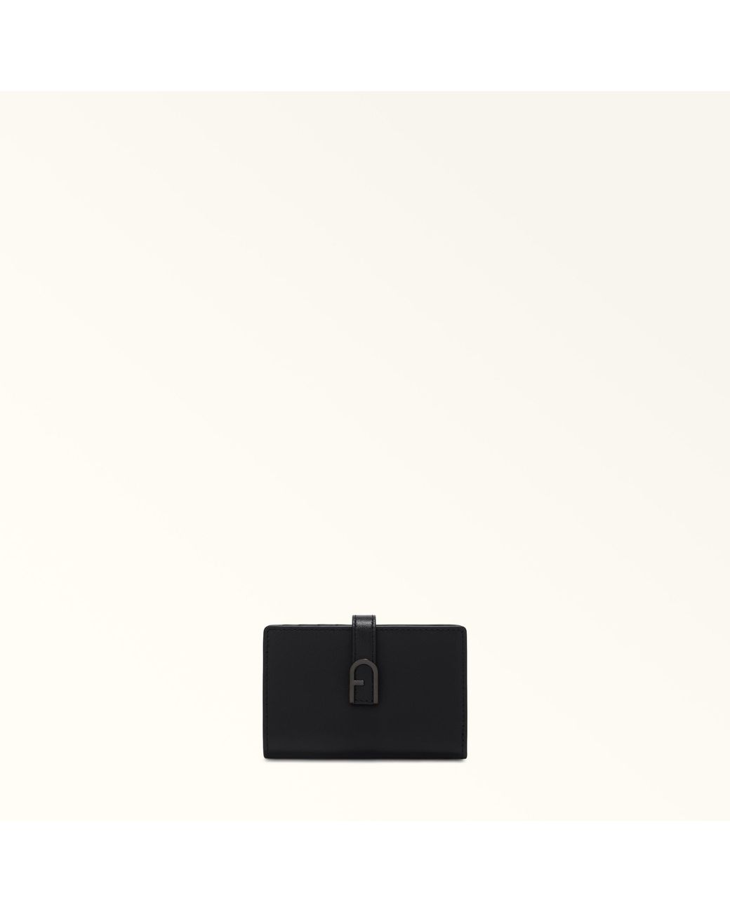 Furla Black Flow Compact Wallet Nero Claris Lux Calf Leather