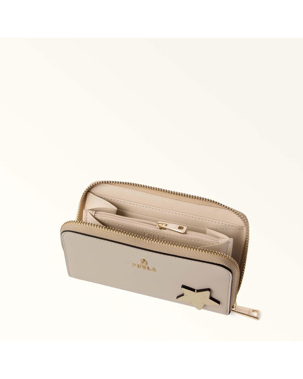 Furla Natural Camelia Zip Around Toni Butter Sidney Calf Leather + Patch Star