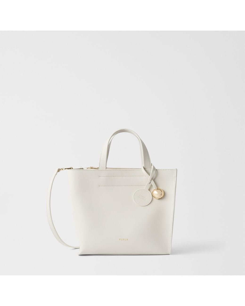 Furla White Divide It Tote Marshmallow Sidney Calf Leather