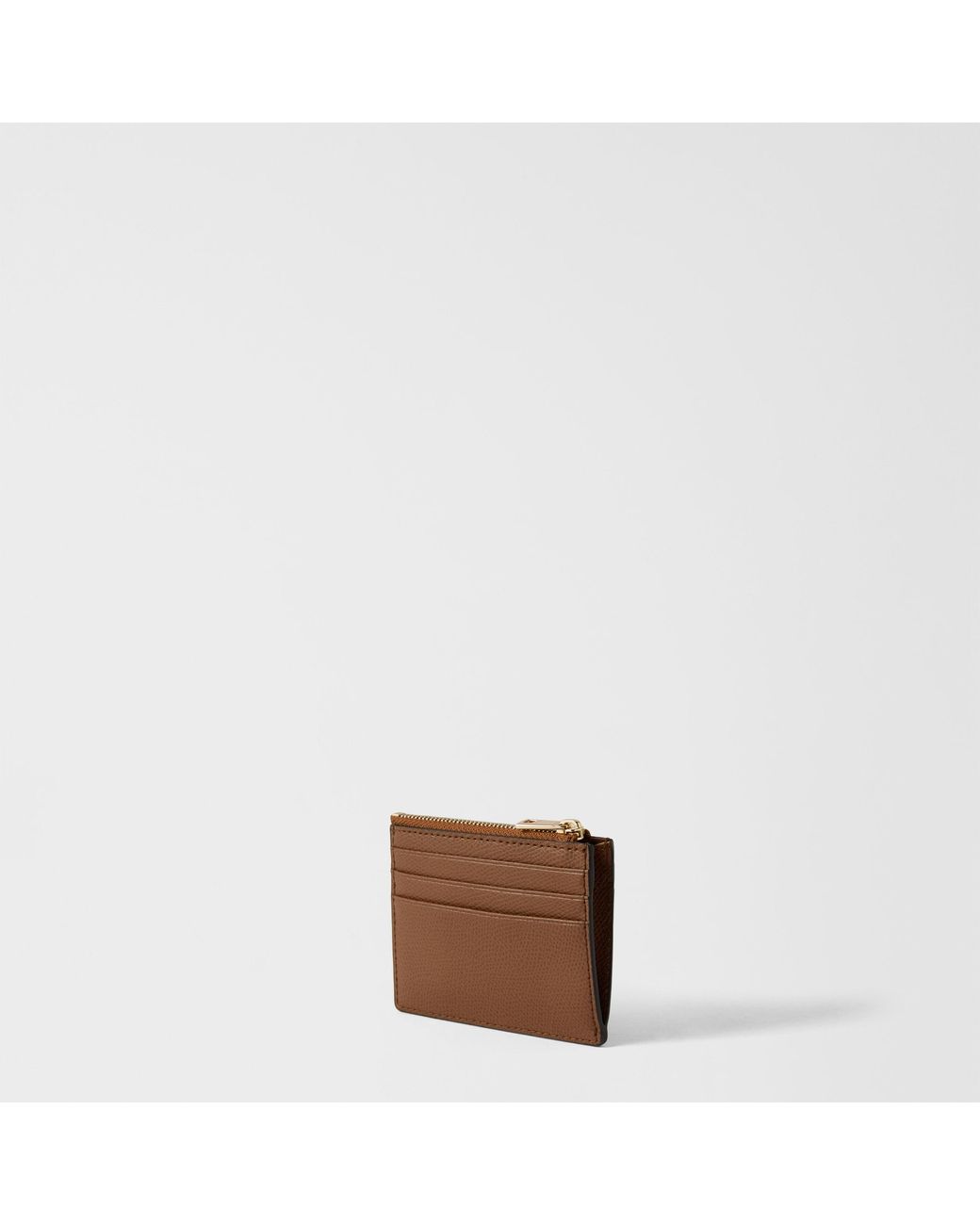 Furla Brown Camelia Card Case Cognac H Textured Leather