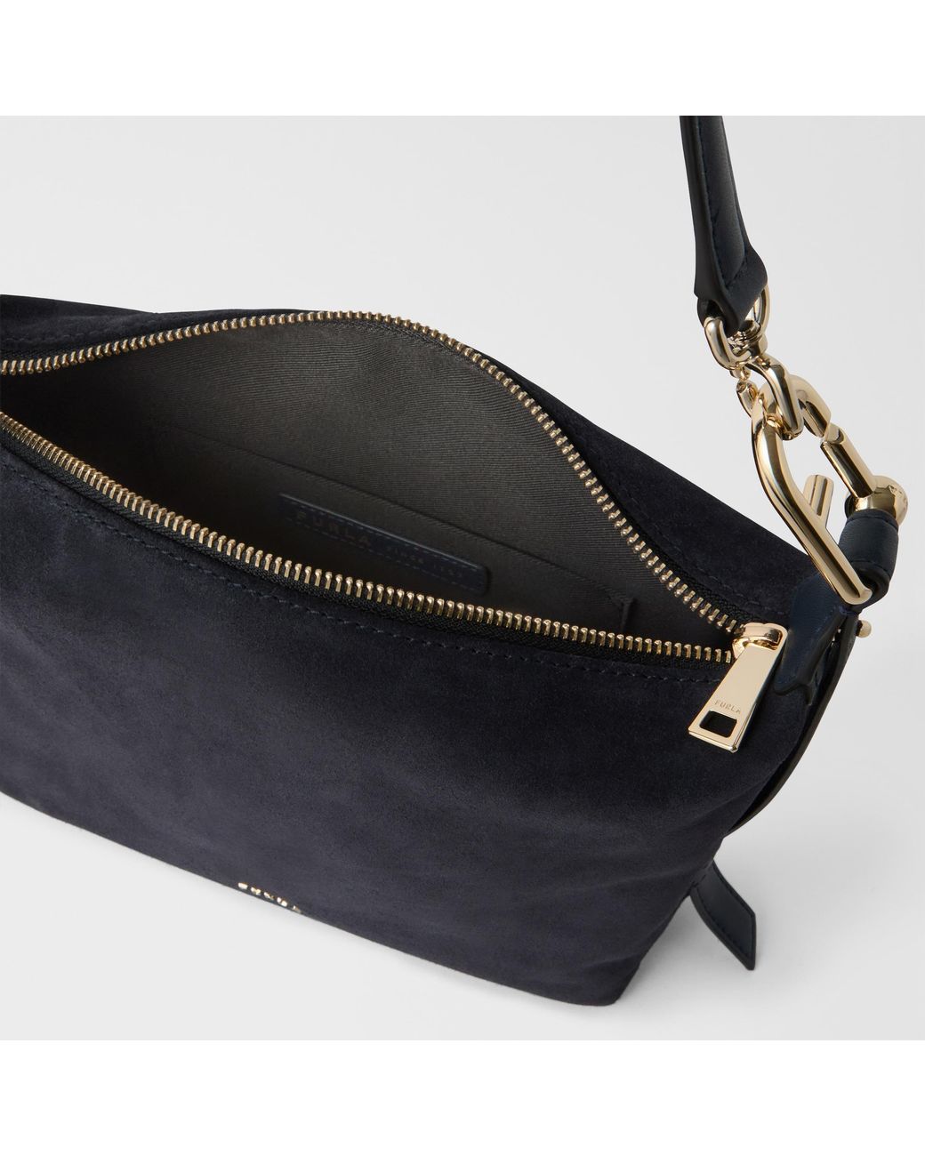 Furla Black Tonie Shoulder Bag Xl Toni Mediterraneo Suede