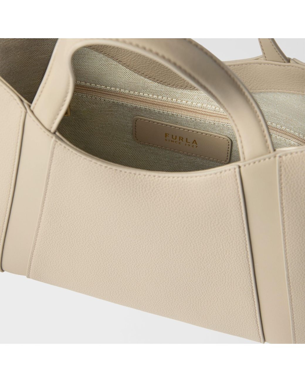 Furla Natural Goccia Tote Linen Night Calf Leather + Sidney Calf Leather