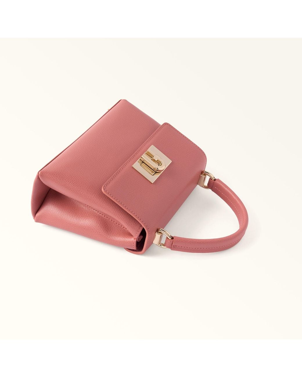Furla Pink 1927 Top Handle Mini Rosewood Textured Leather