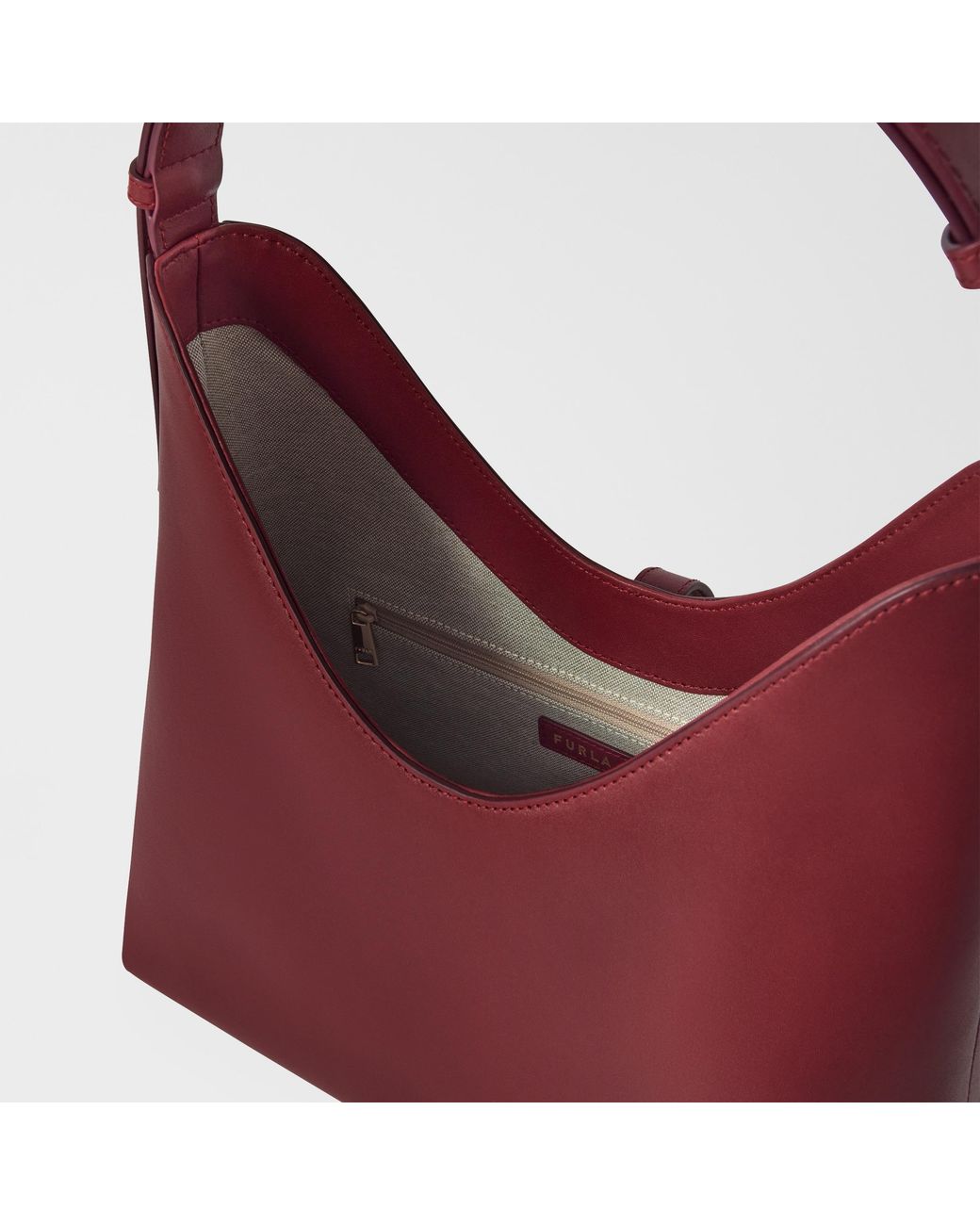 Furla Red Goccia Shoulder Bag Ciliegia D Sidney Calf Leather