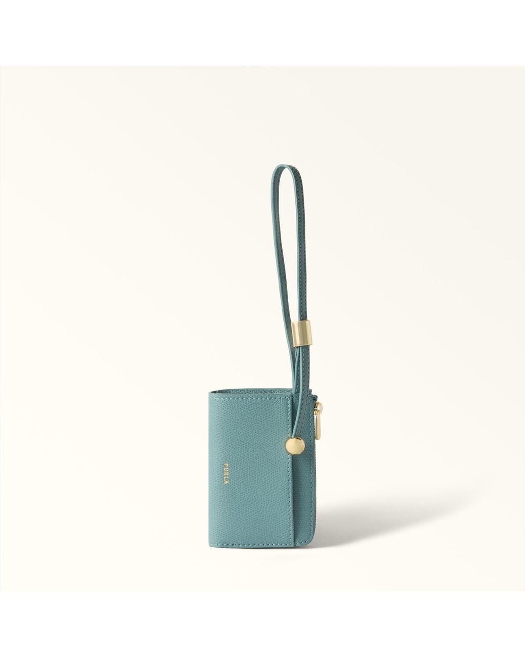 Furla Blue Laura Card Case Cloud Textured Leather