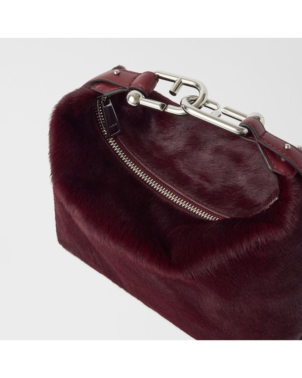 Furla Purple Tonie Shoulder Bag Ciliegia D Pony Calf Leather