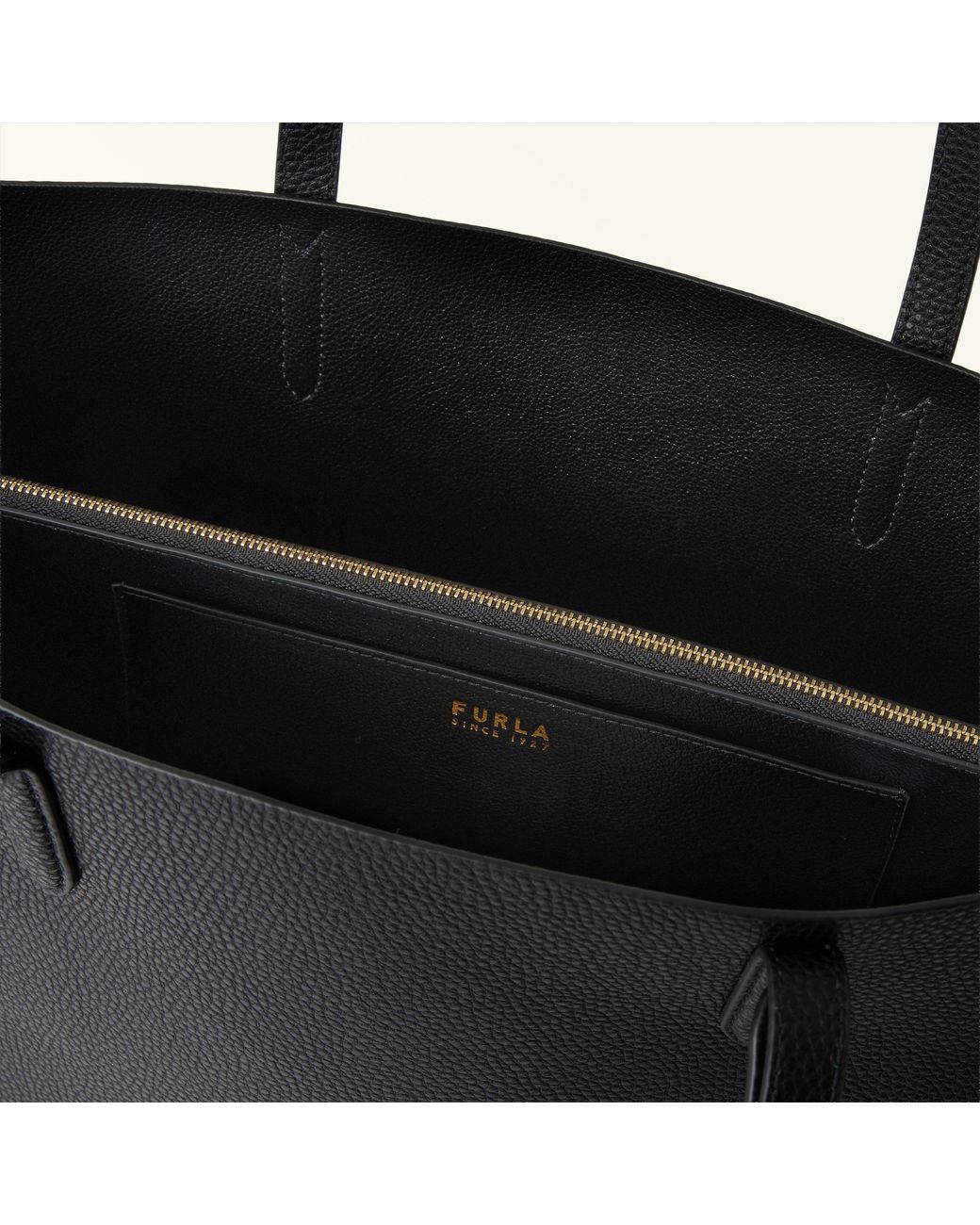 Furla Black Ava Tote Nero Double Pebble Calf Leather