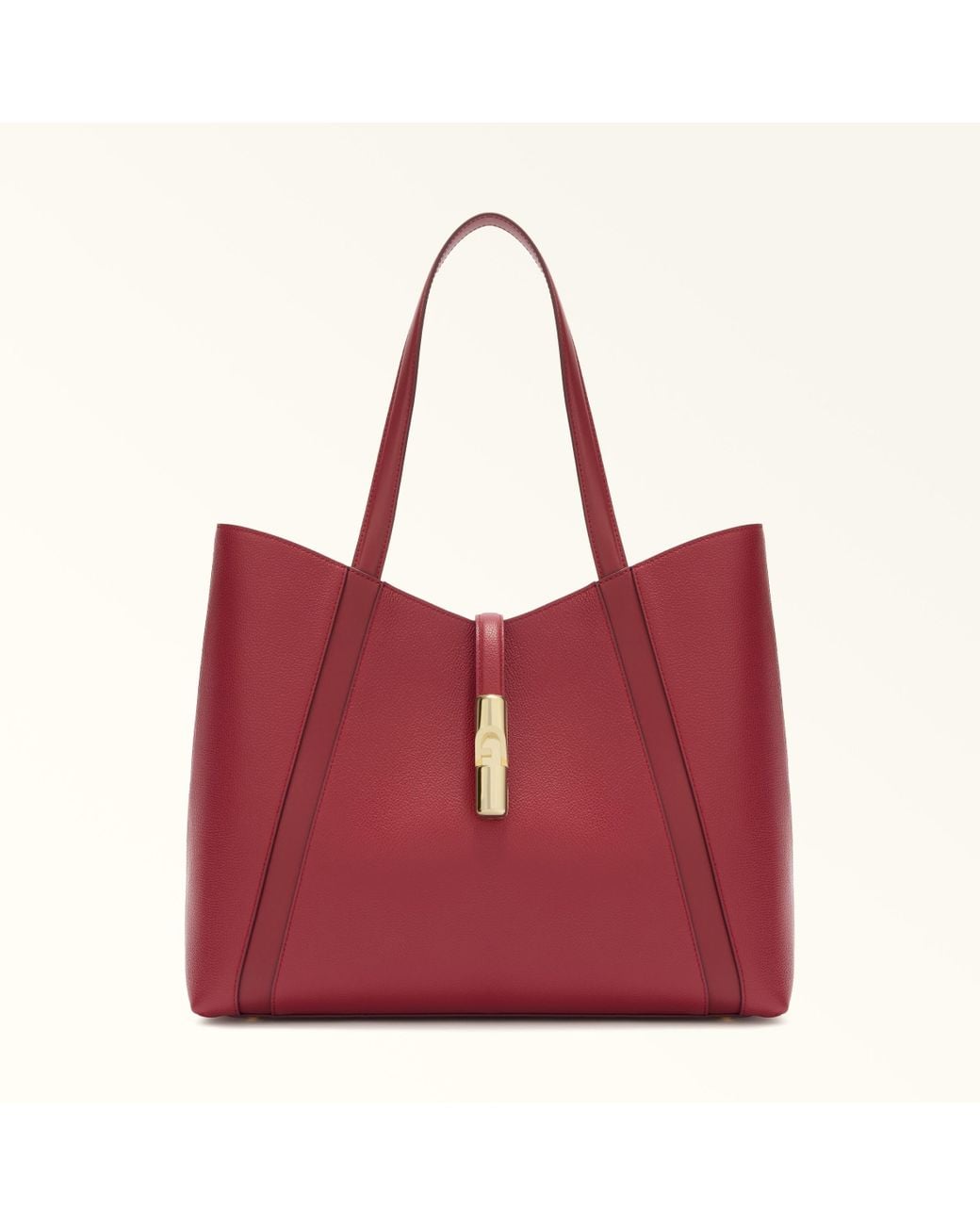 Furla Red Goccia Tote Ciliegia D Night Calf Leather + Sidney Calf Leather
