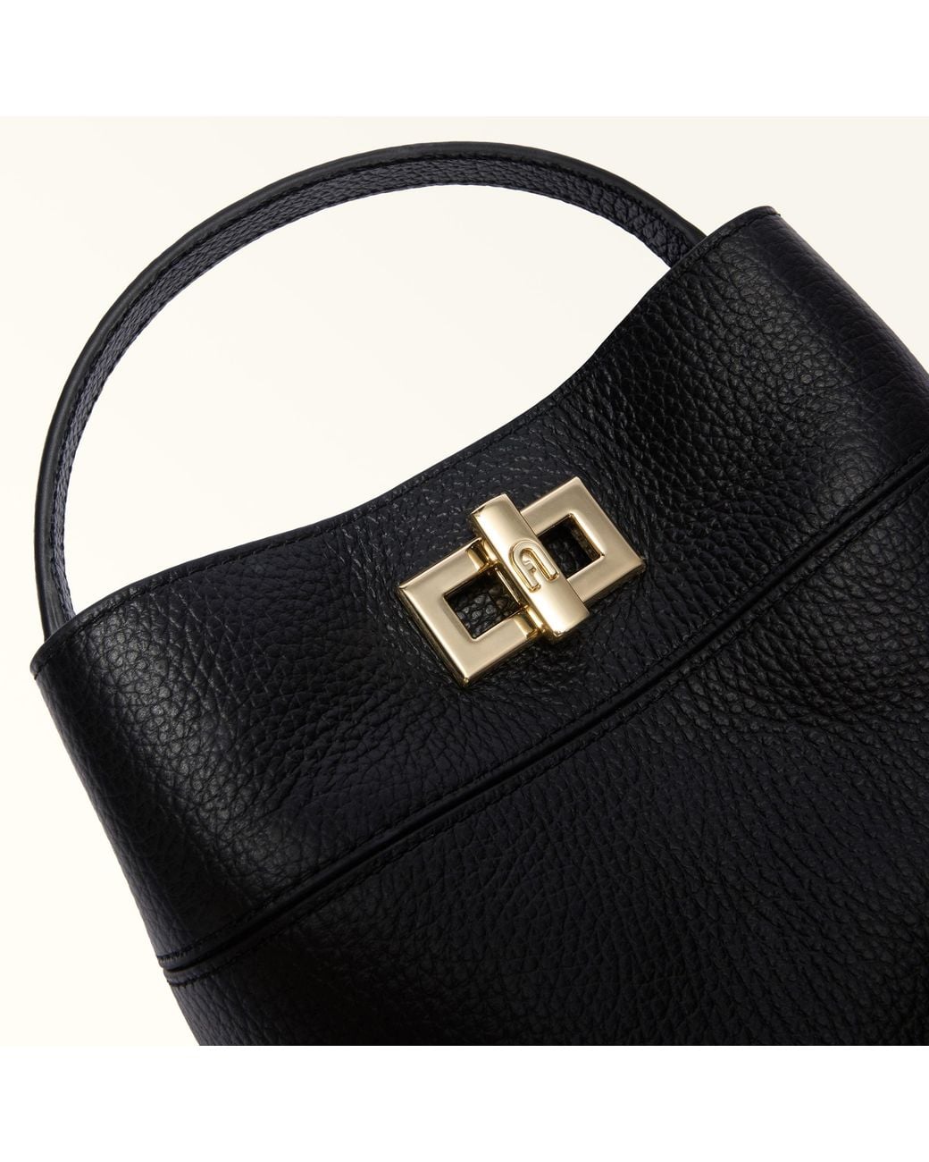 Furla Black Amelia Bucket Bag L Nero Grained Calf Leather