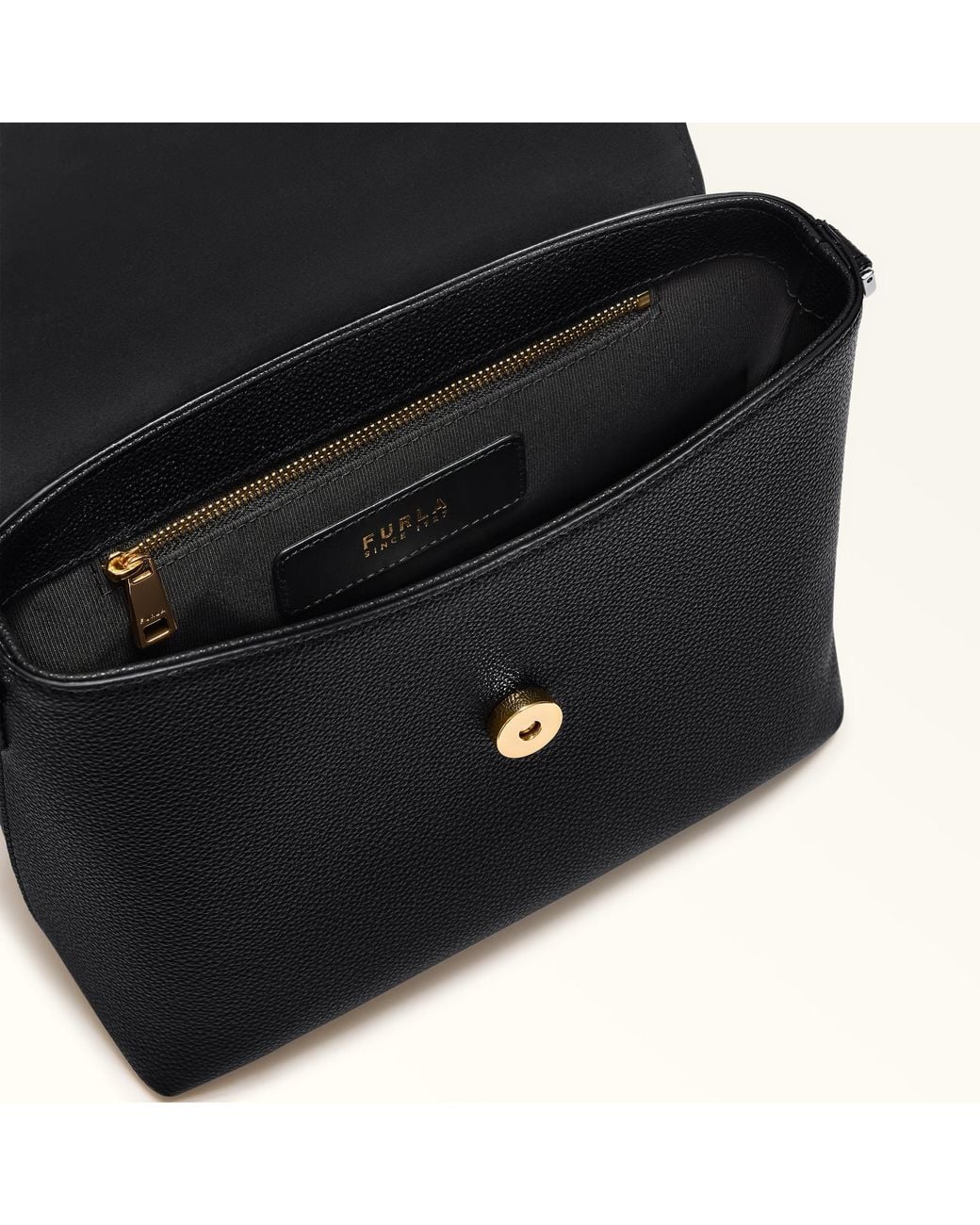 Furla Black Moonlight Top Handle Nero Night Calf Leather