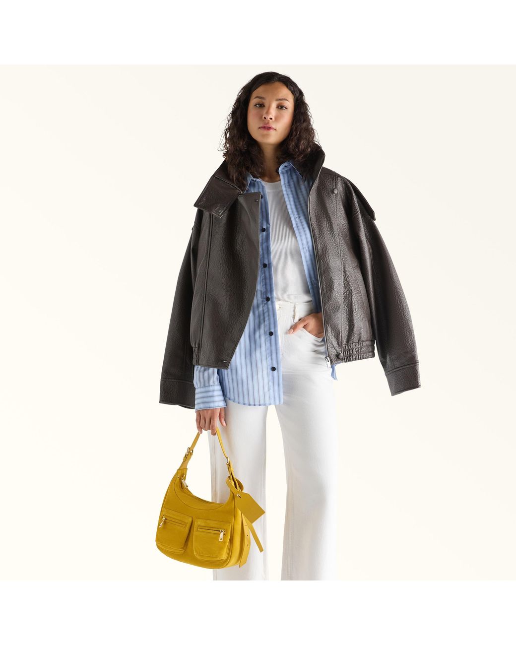 Furla Yellow Lynette Shoulder Bag Toni Giallo Senape Suede