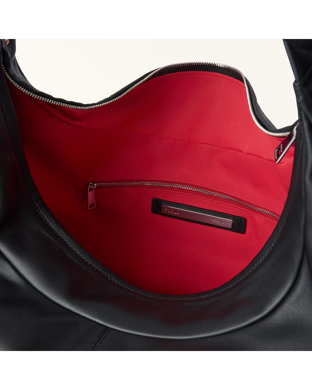 Furla Black Lynette Shoulder Bag Xl Nero Bahia Smooth Calf Leather