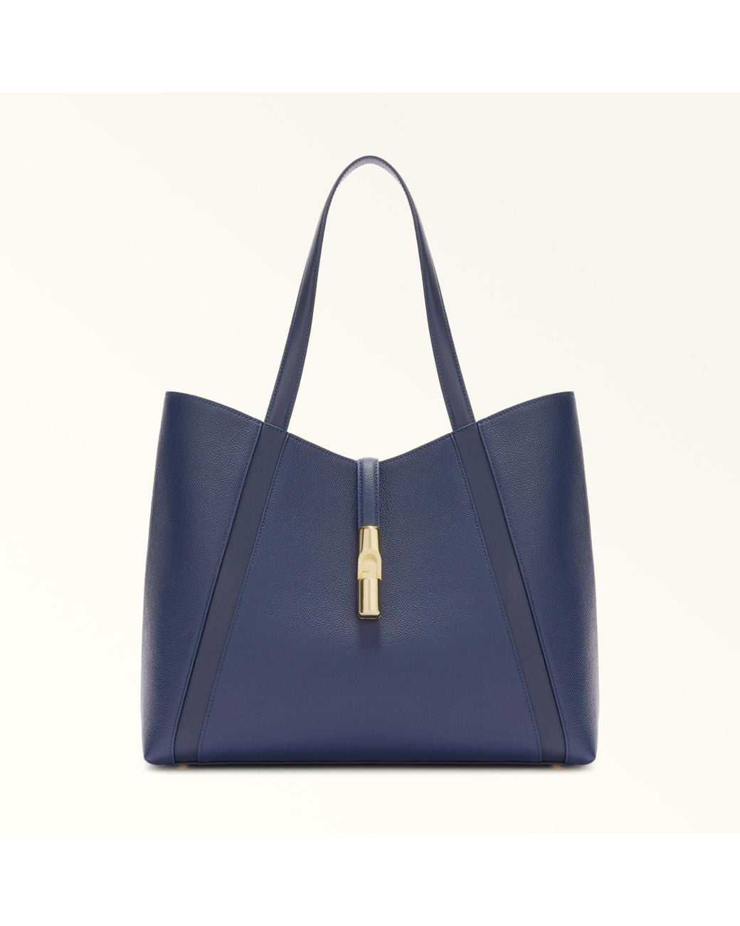Furla Blue Goccia Tote Blu Reale Night Calf Leather + Sidney Calf Leather