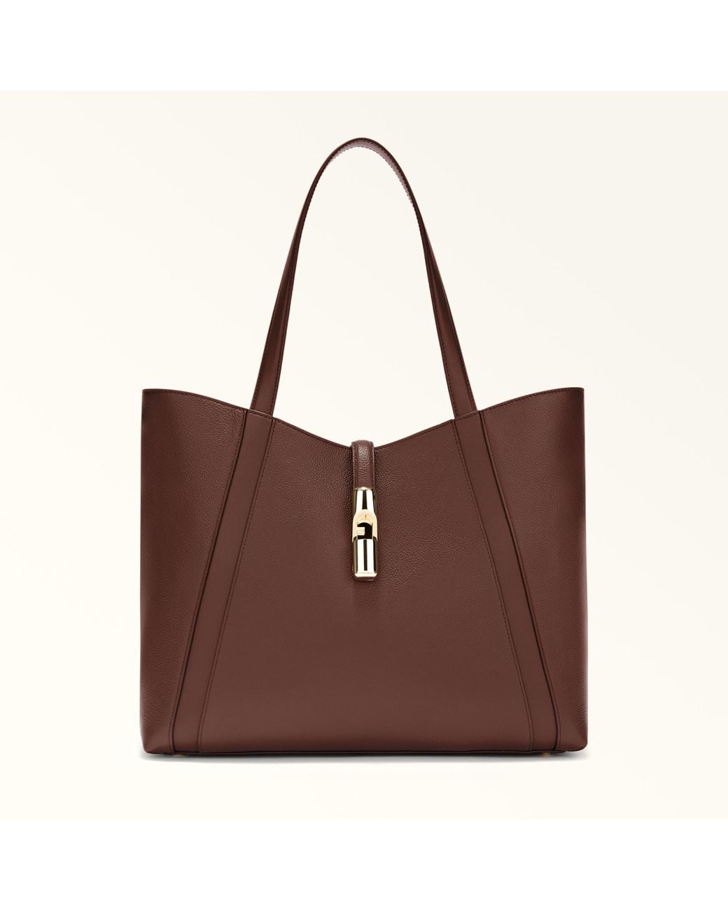 Furla Brown Goccia Tote Cioccolato Night Calf Leather + Sidney Calf Leather