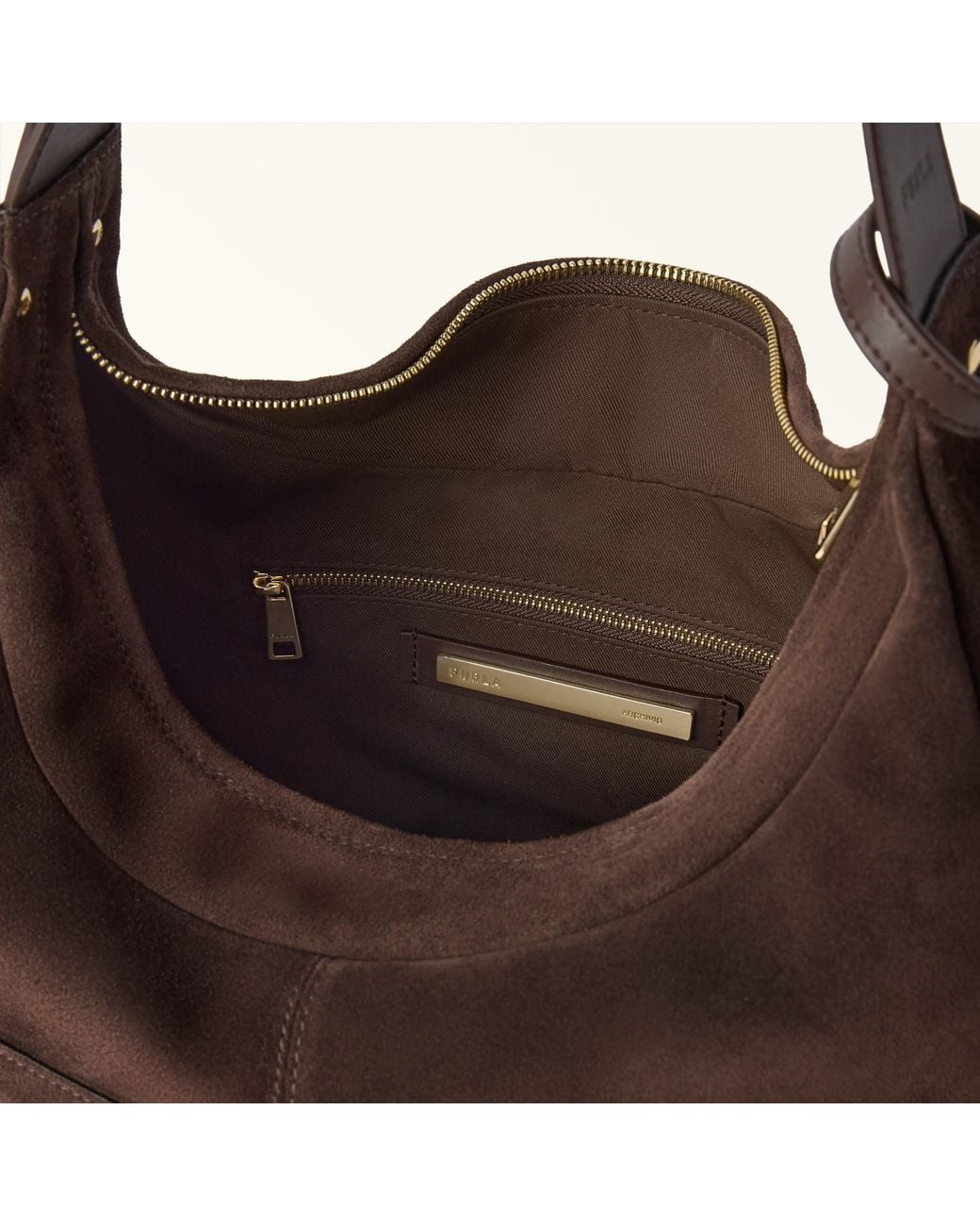 Furla Brown Lynette Shoulder Bag Toni Cioccolato Suede