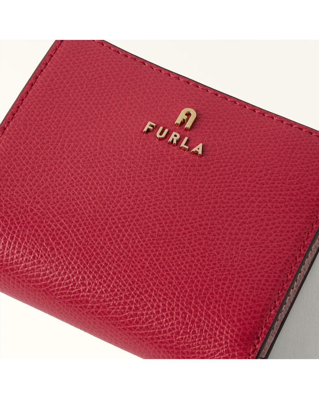 Furla Camelia Compact Wallet Ruby Textured Leather