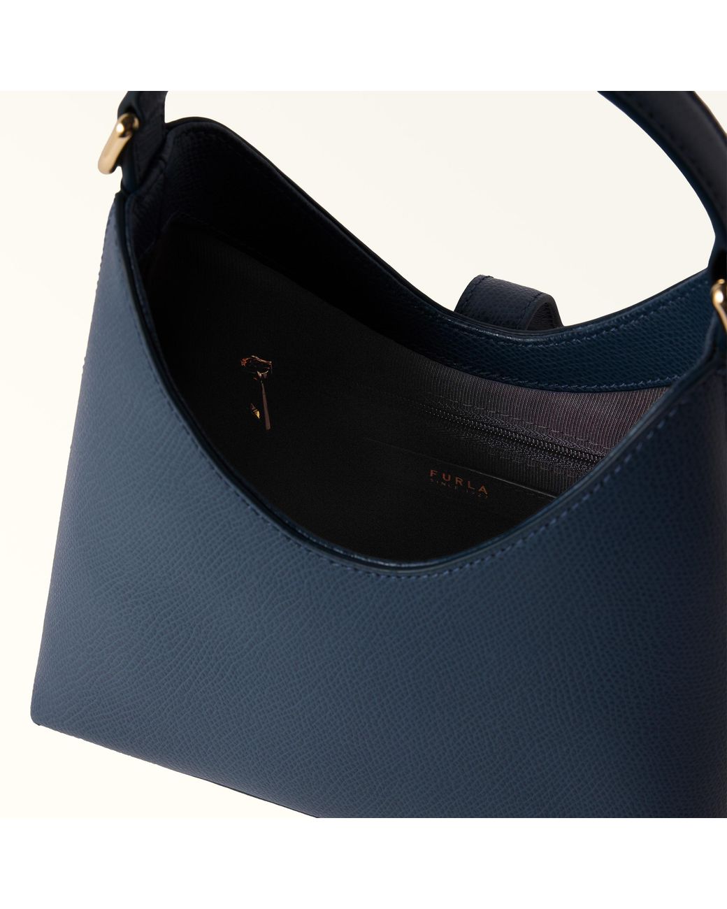 Furla Blue Iride Mini Bag Grigio Blu Textured Leather