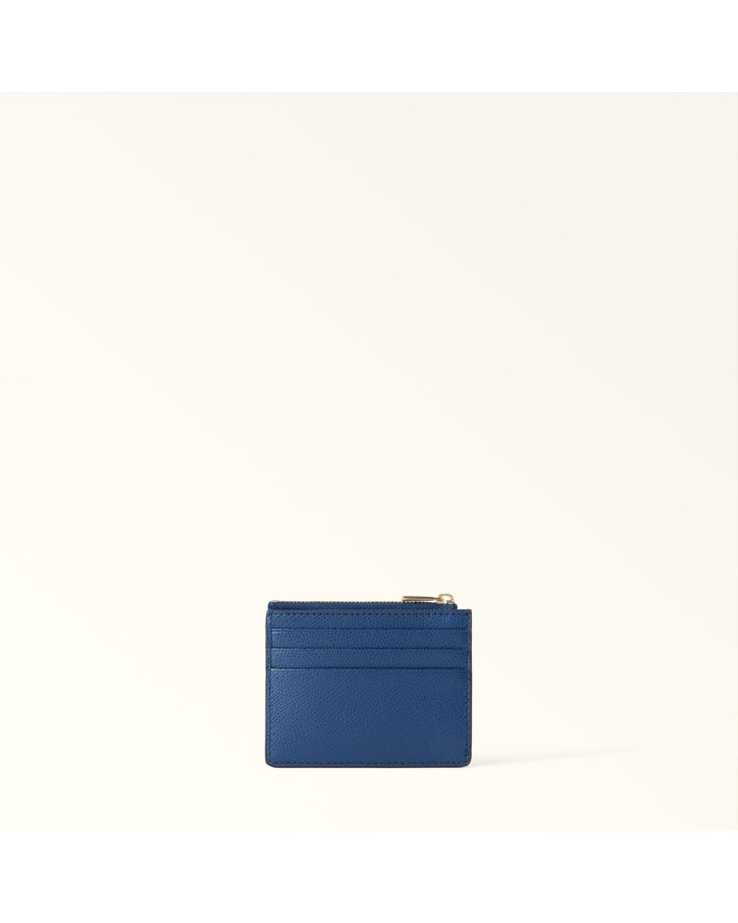 Furla Blue Camelia Card Case Textured Leather