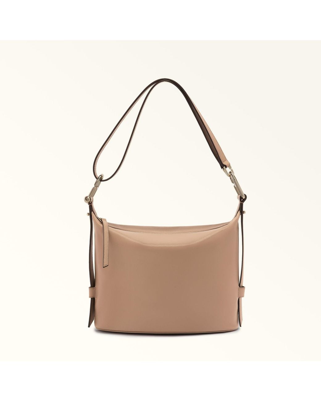 Furla Brown Nuvola Shoulder Bag Greige Claris Lux Calf Leather