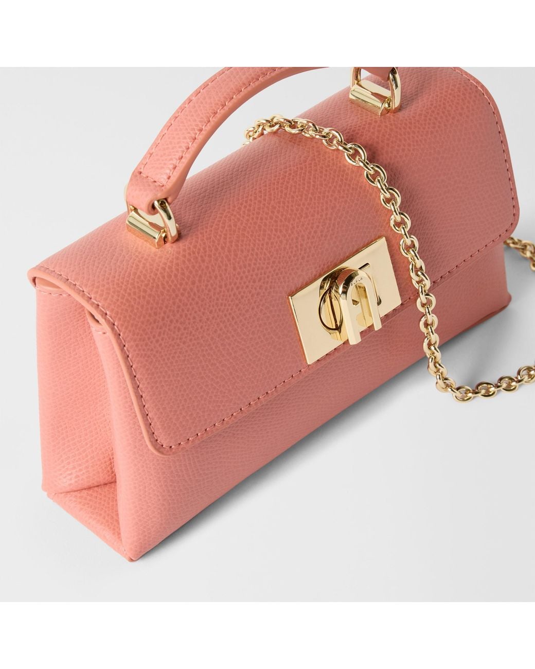 Furla Pink 1927 Mini Bag Rosewood Textured Leather