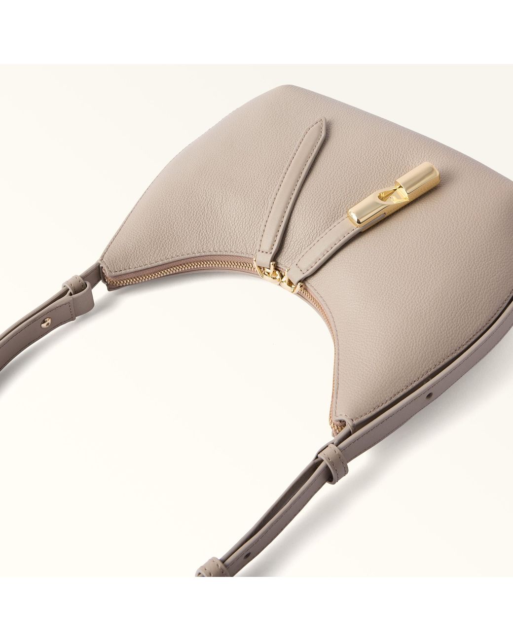 Furla Natural Goccia Shoulder Bag Linen Night Calf Leather + Sidney Calf Leather