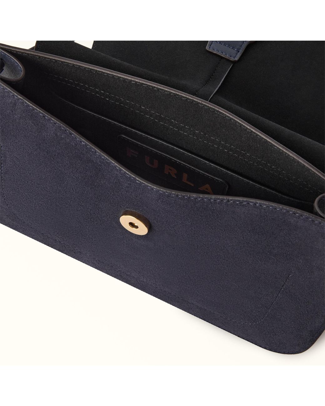 Furla Blue Flow Top Handle Toni Mediterraneo Suede + Claris Lux Calf Leather