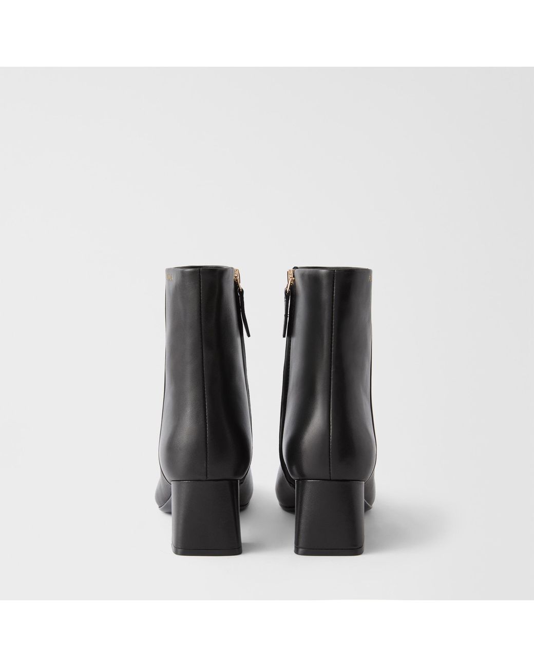 Furla Black Solid Ankle Boots Nero Smooth Leather