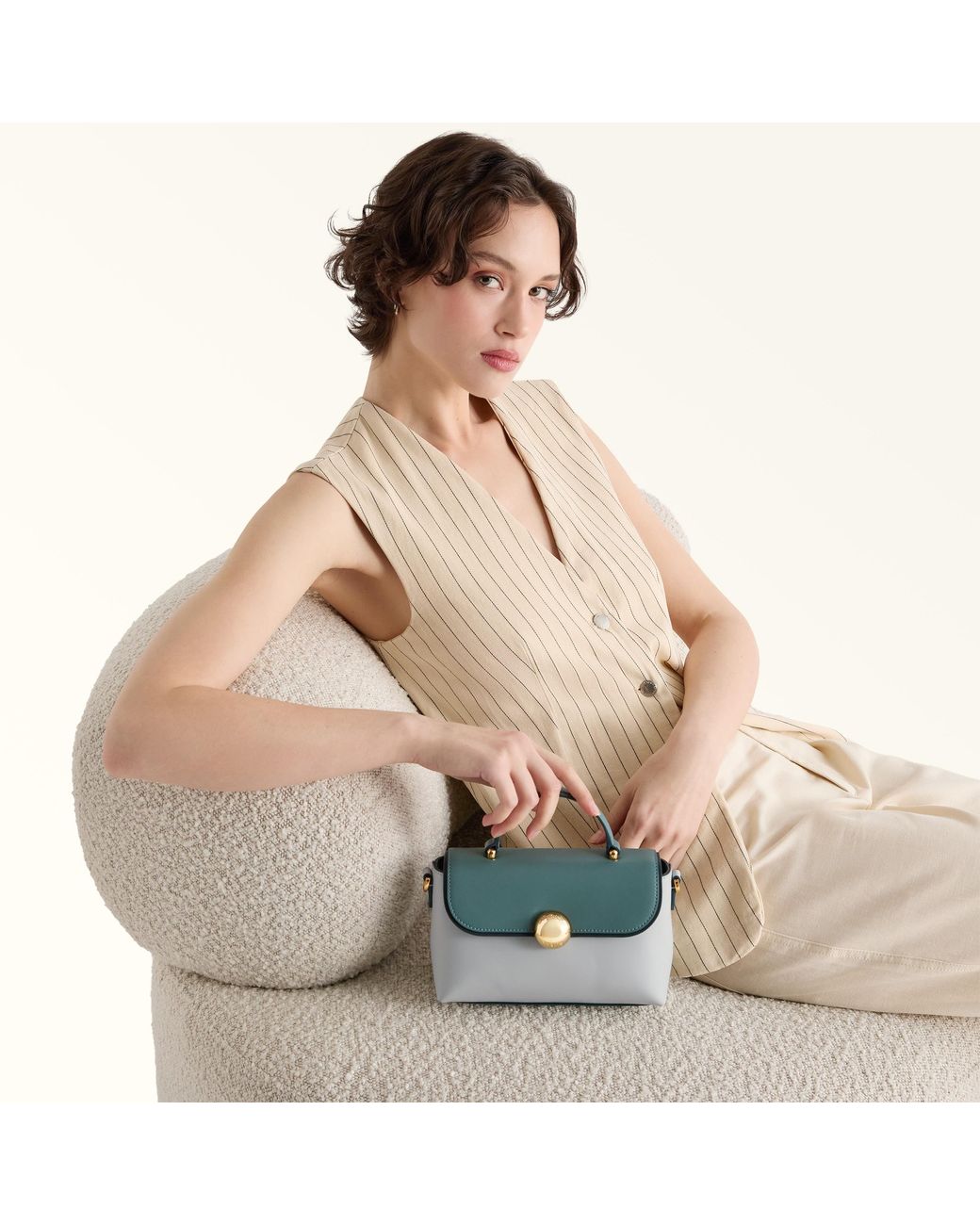 Furla Green Moonlight Top Handle Toni Edera Colourblock Sydney Calf Leather