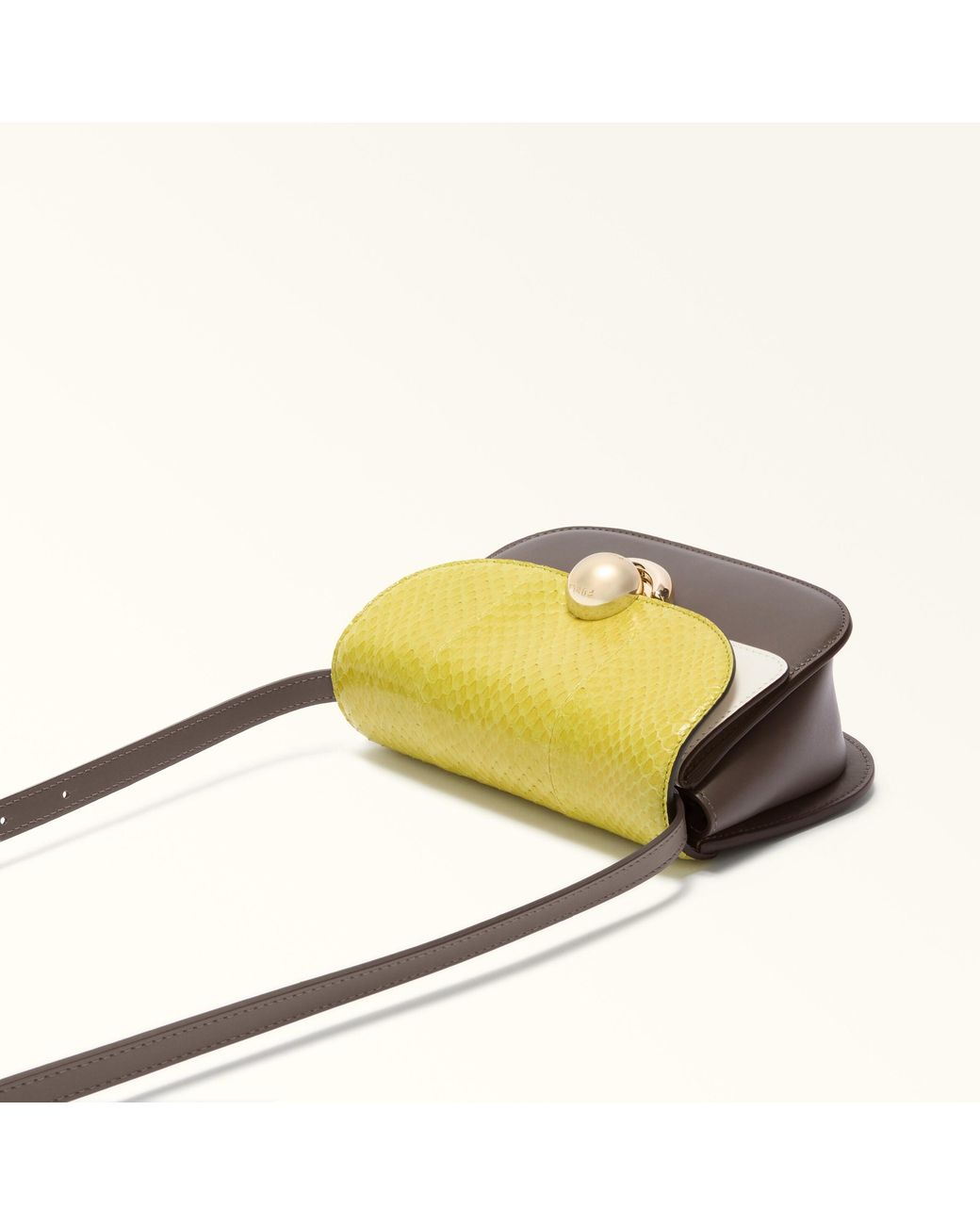 Furla Yellow Sfera Crossbody Mini Mudec Elaphe Lux Leather + Soft Calf Leather