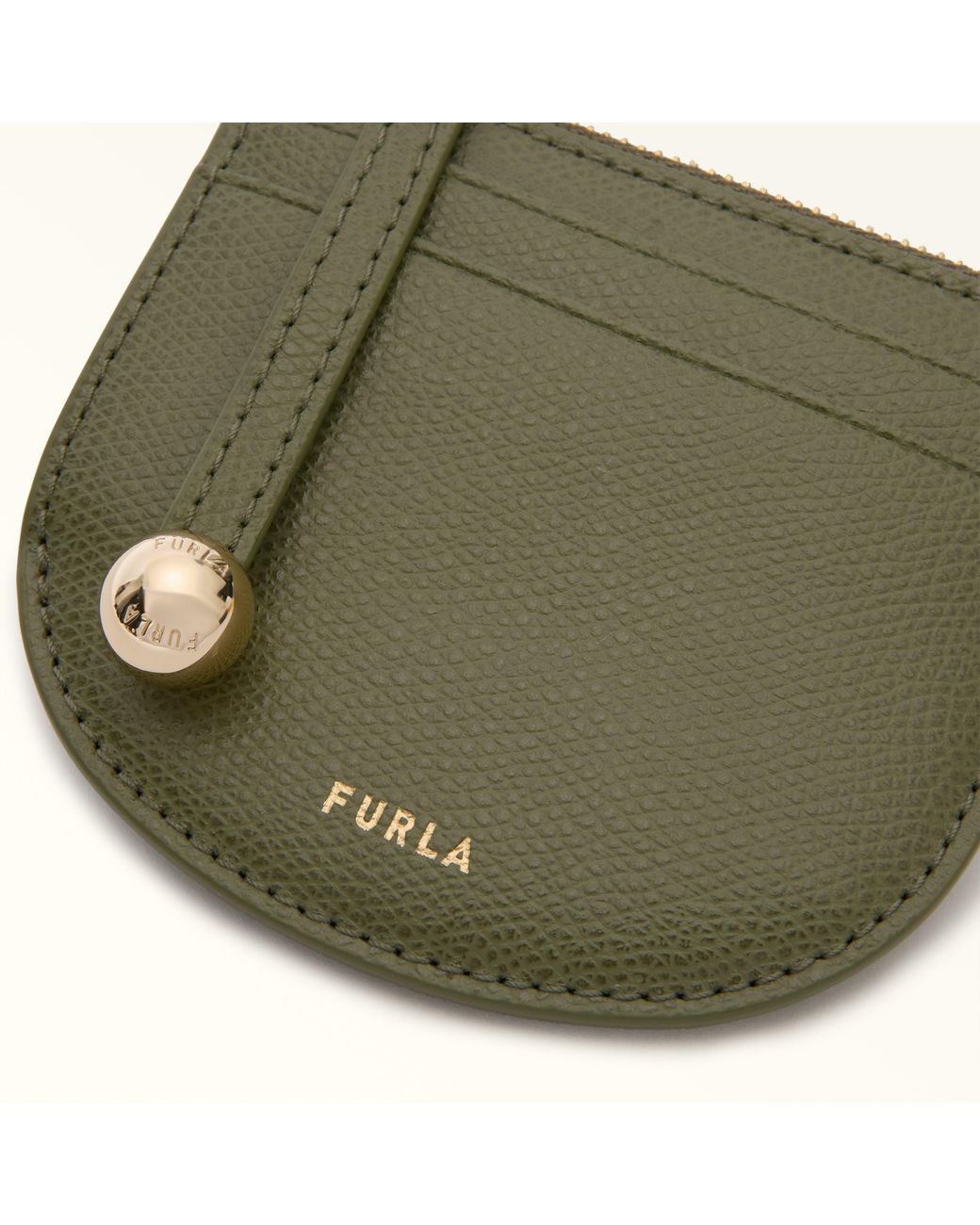 Furla Green Laura Card Case Avocado Textured Leather