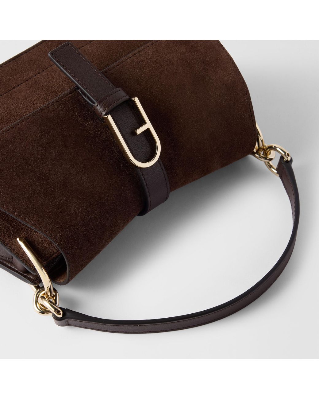 Furla Brown Flow Top Handle Mini Toni Cioccolato Suede + Claris Lux Calf Leather