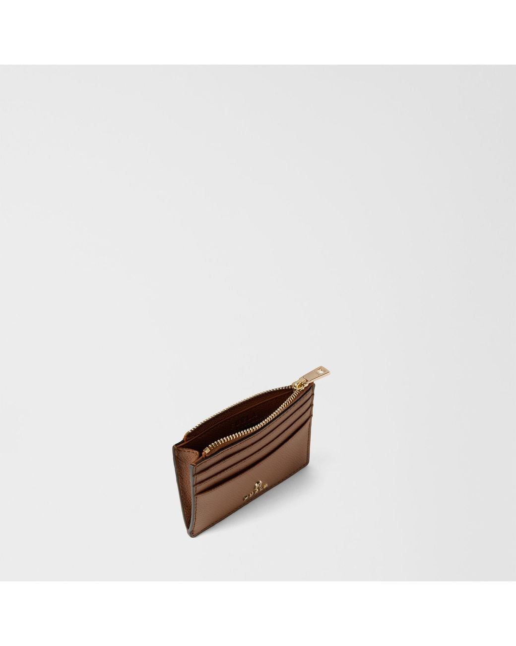 Furla Brown Camelia Card Case Cognac H Textured Leather