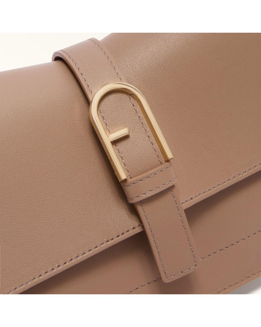 Furla Natural Flow Top Handle Greige Claris Lux Calf Leather