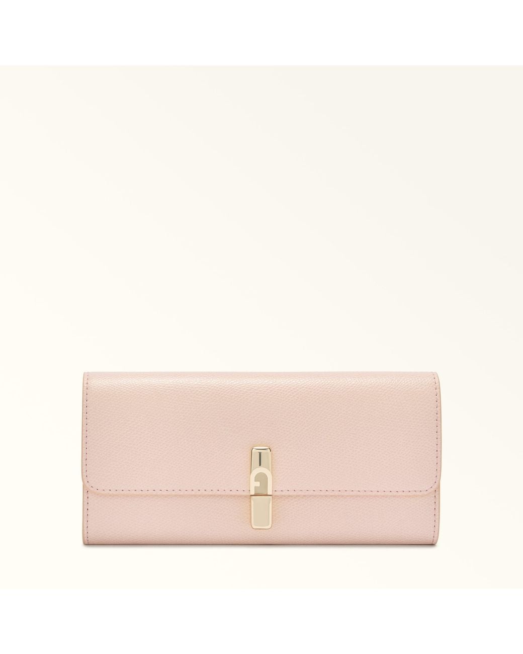 Furla Pink Iride Continental Wallet Dusty Textured Leather