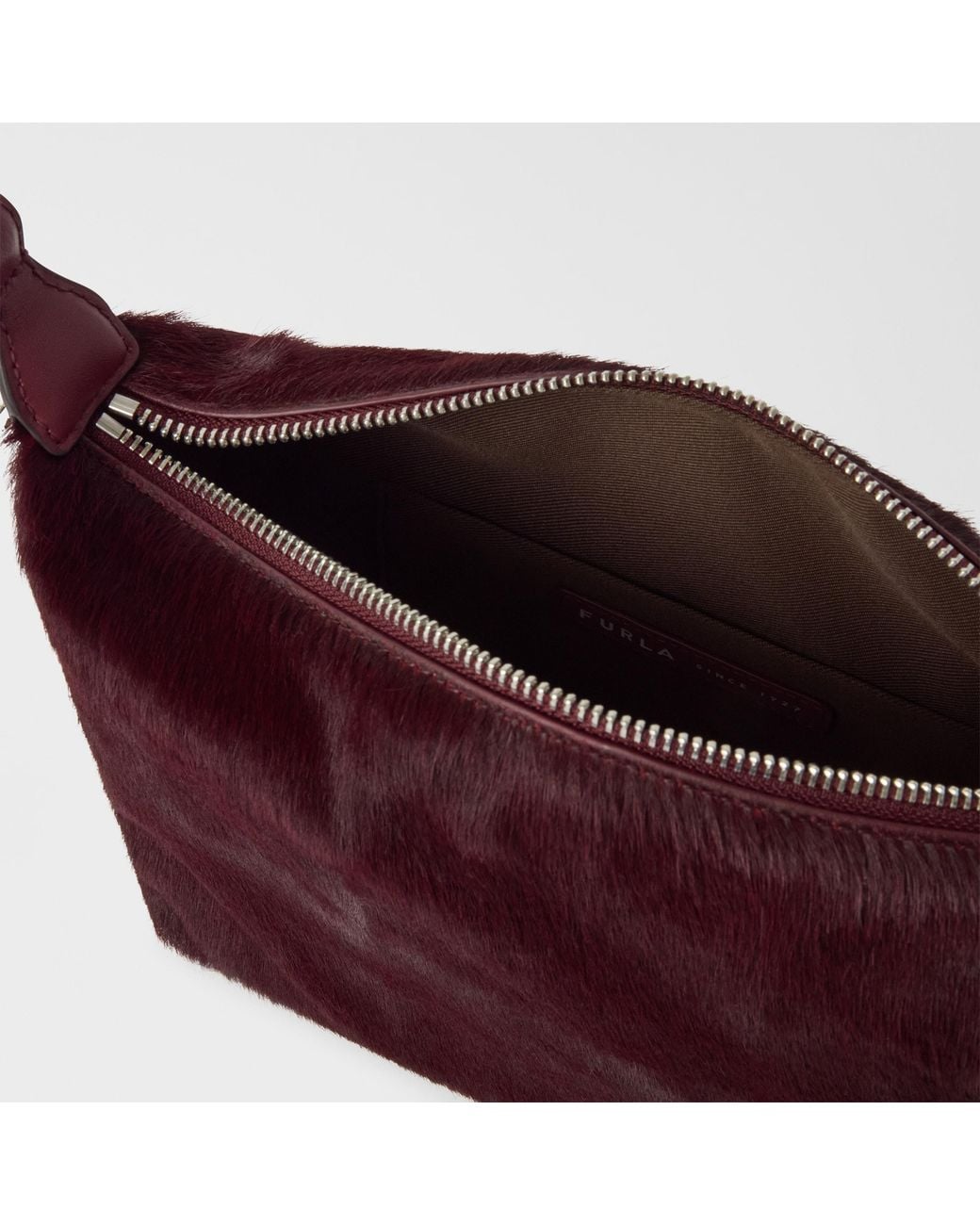 Furla Purple Tonie Shoulder Bag Ciliegia D Pony Calf Leather