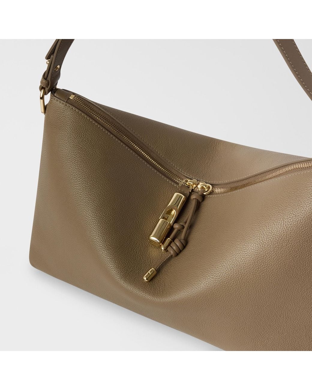 Furla Natural Debby Shoulder Bag Muddy Night Calf Leather + Sidney Calf Leather