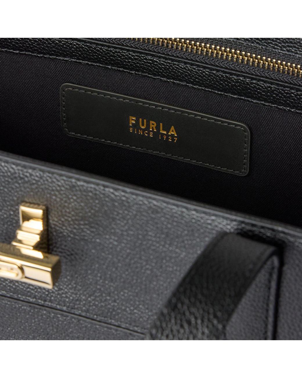Furla Black Amelia Tote Nero Diamond Grained Leather