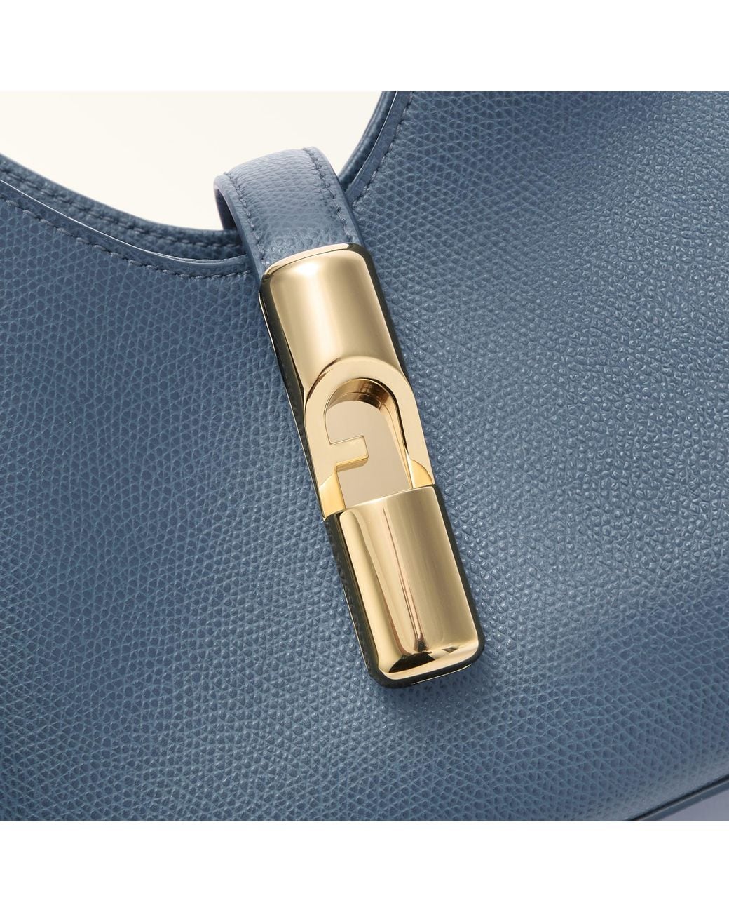 Furla Blue Iride Mini Bag Grigio Blu Textured Leather