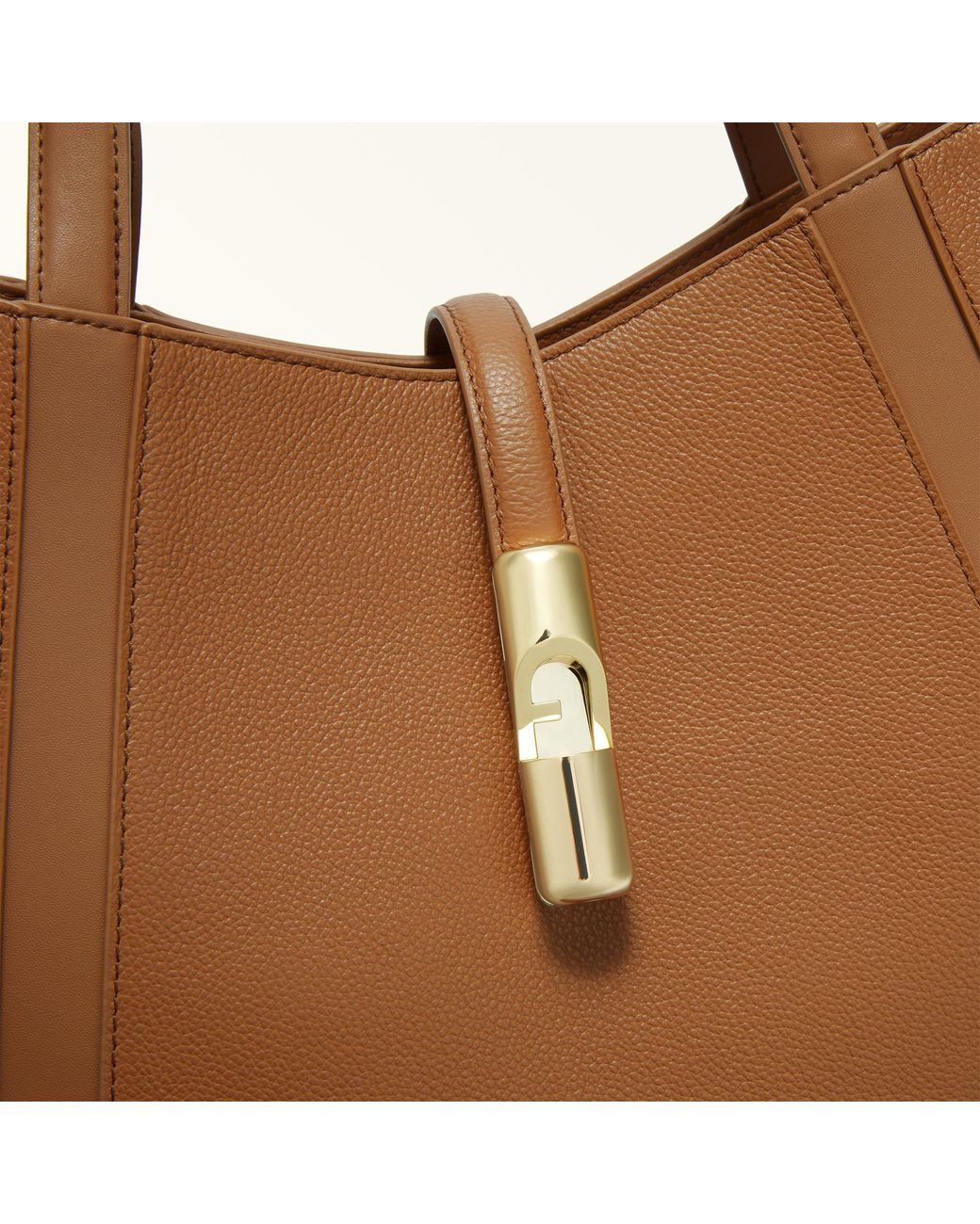Furla Brown Goccia Shoulder Bag Brandy Night Calf Leather + Sidney Calf Leather