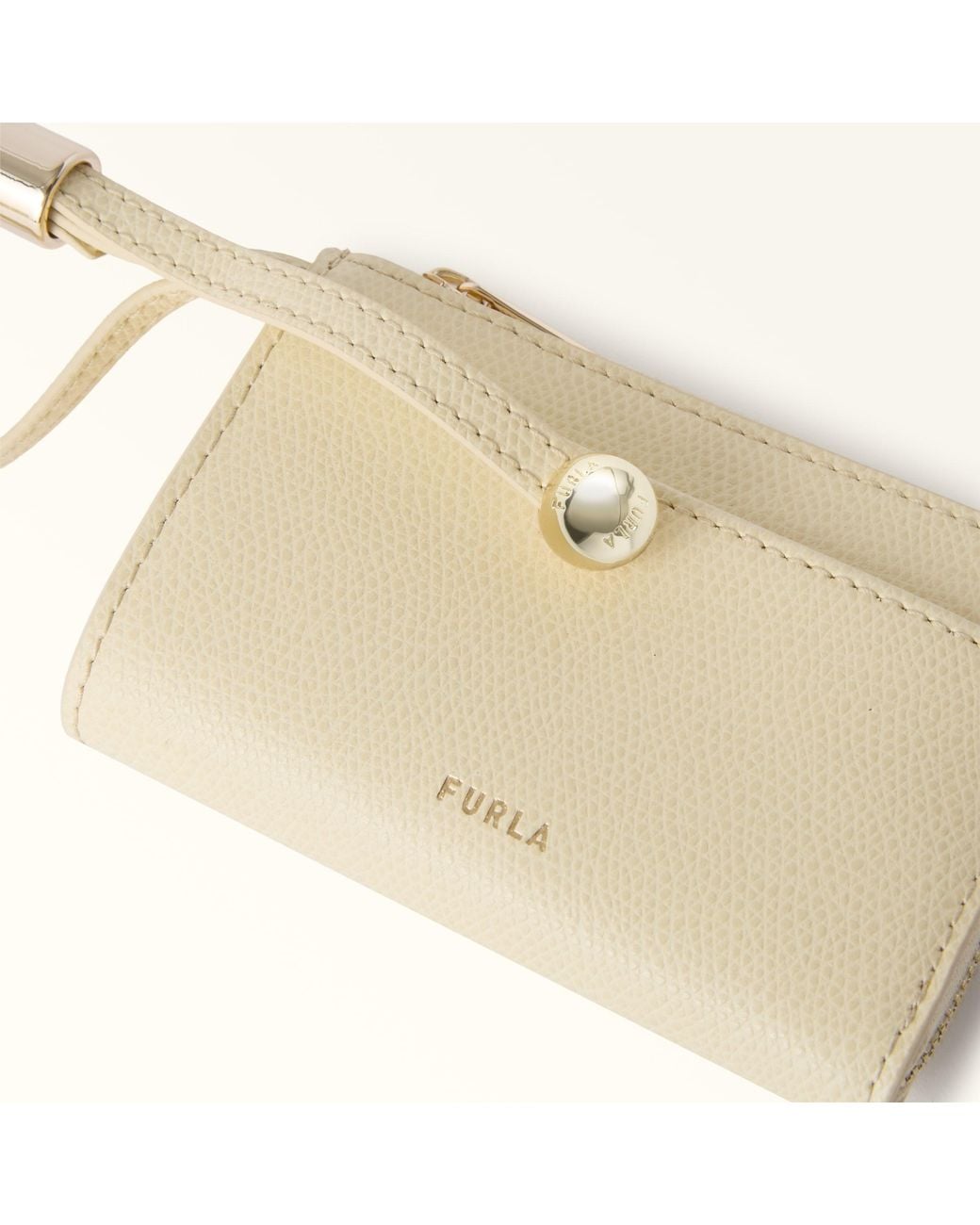 Furla Natural Laura Card Case Cremino Textured Leather