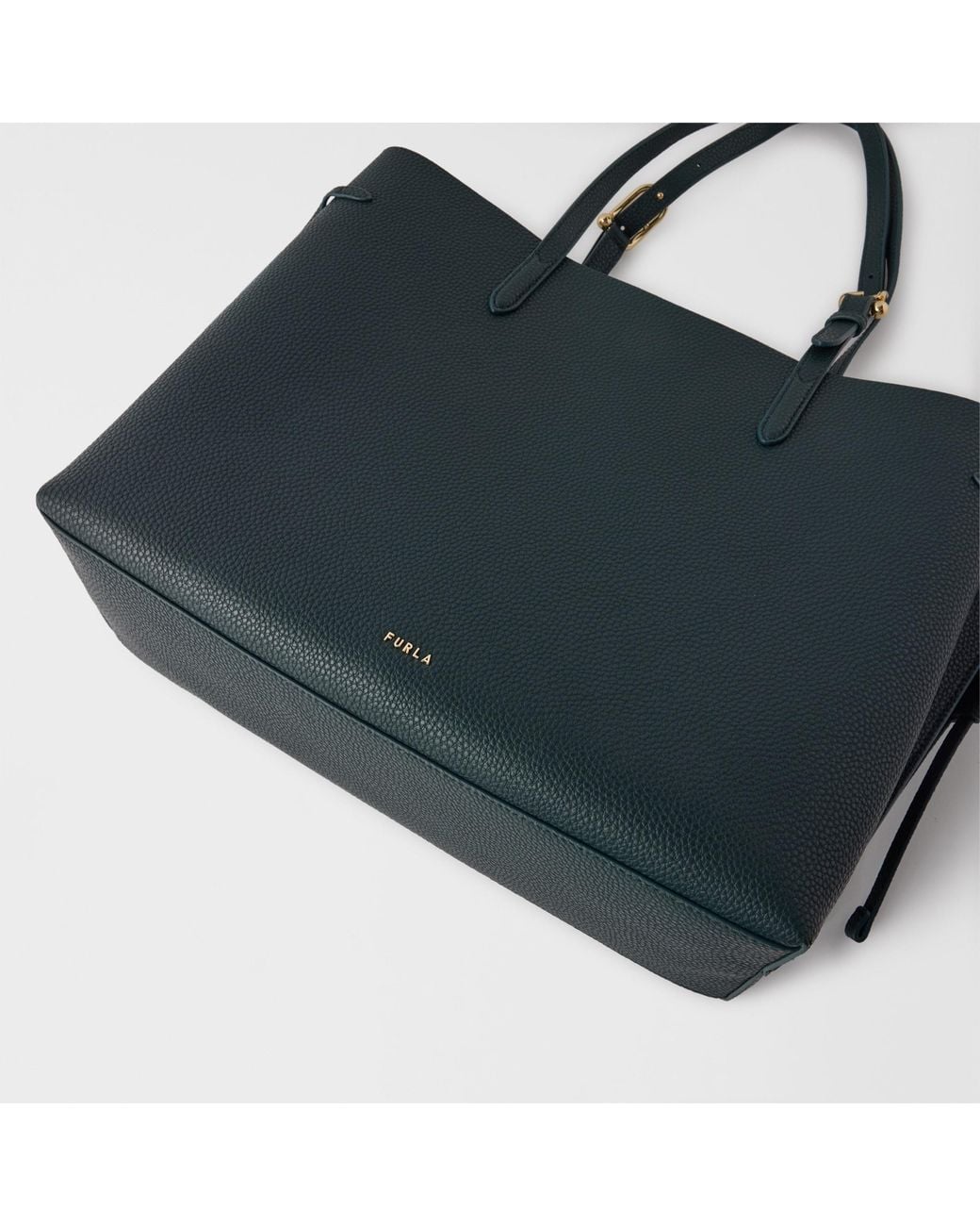 Furla Blue Ava Tote Dark Forest Double Pebble Calf Leather