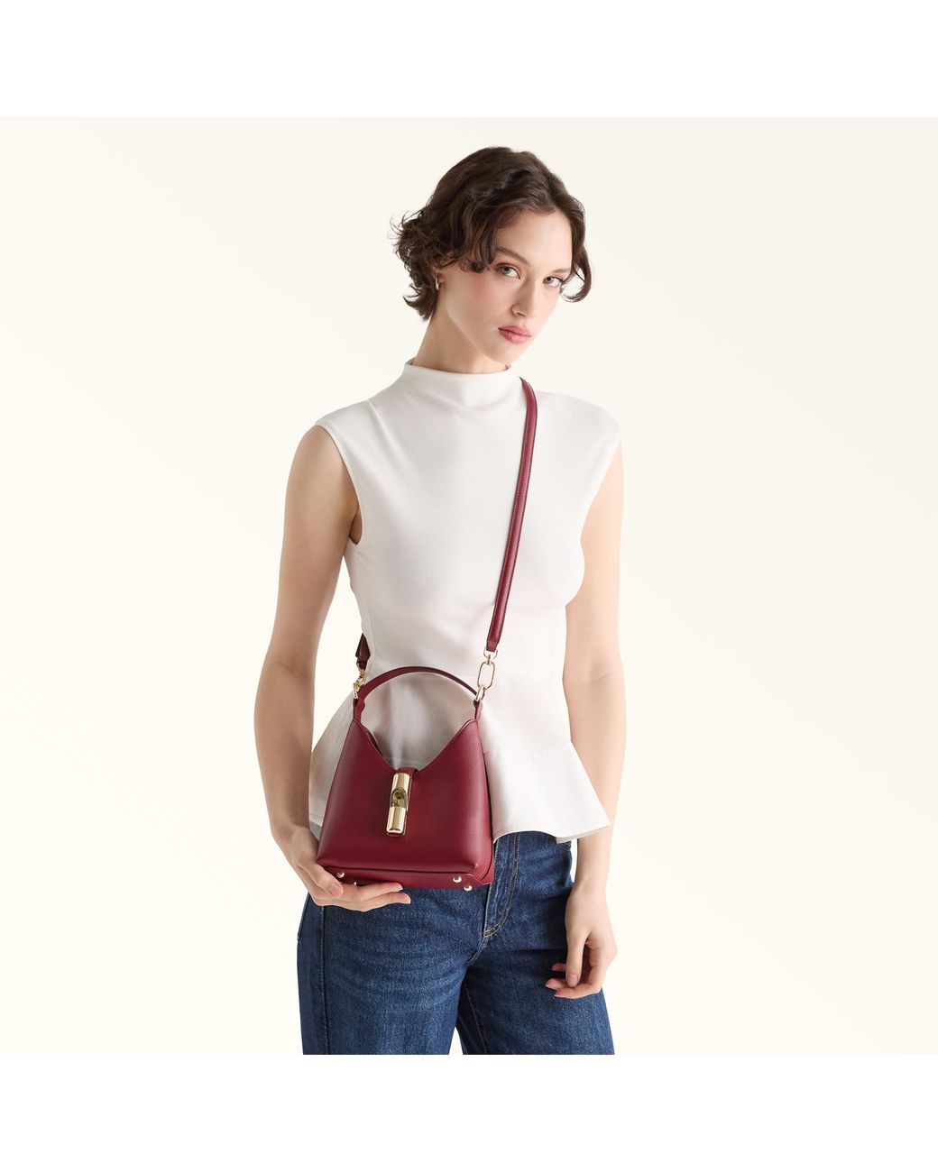 Furla Iride Mini Bag Ciliegia D Textured Leather