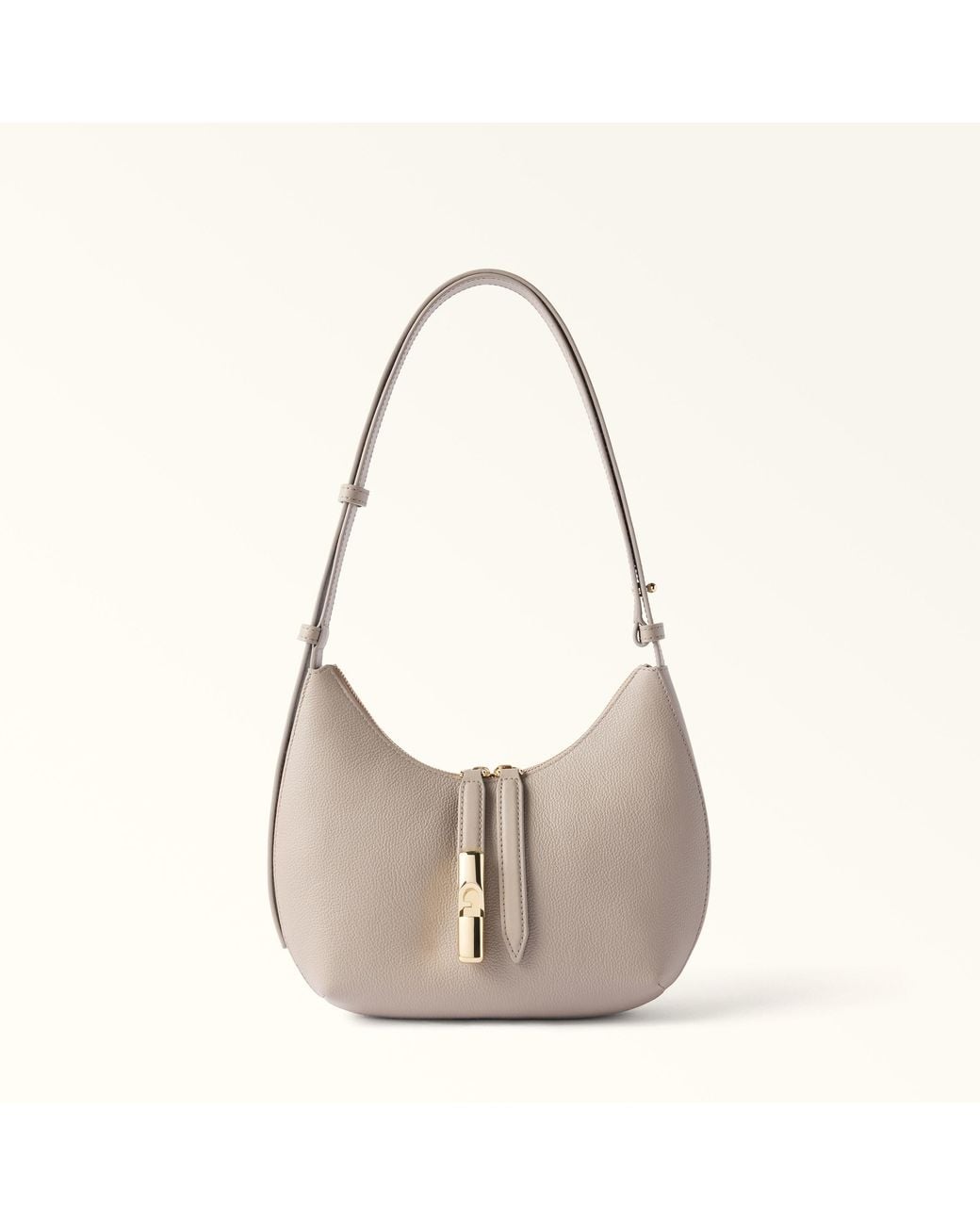 Furla Natural Goccia Shoulder Bag Linen Night Calf Leather + Sidney Calf Leather