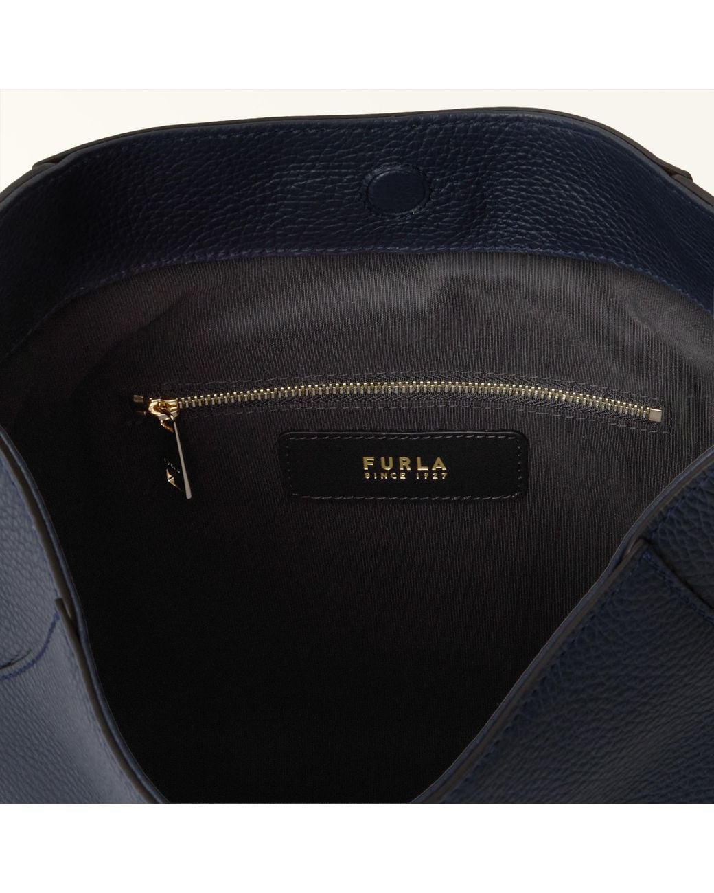 Furla Blue Lara Shoulder Bag Mediterraneo Grained Calf Leather