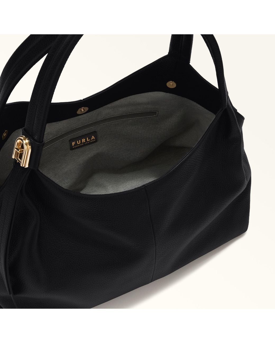 Furla Black Planeta Shoulder Bag Nero Keria Grained Calf Leather