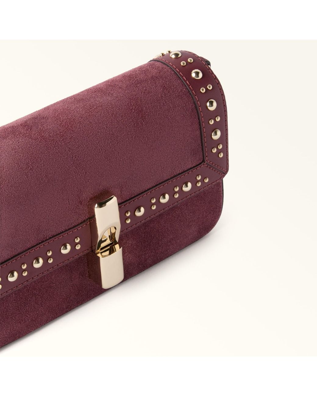 Furla Purple Iride Crossbody Toni Apple Suede + Sidney Calf Leather + Studs