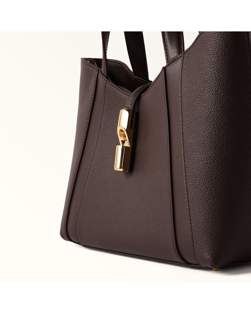 Furla Brown Goccia Tote Cioccolato Night Calf Leather + Sidney Calf Leather