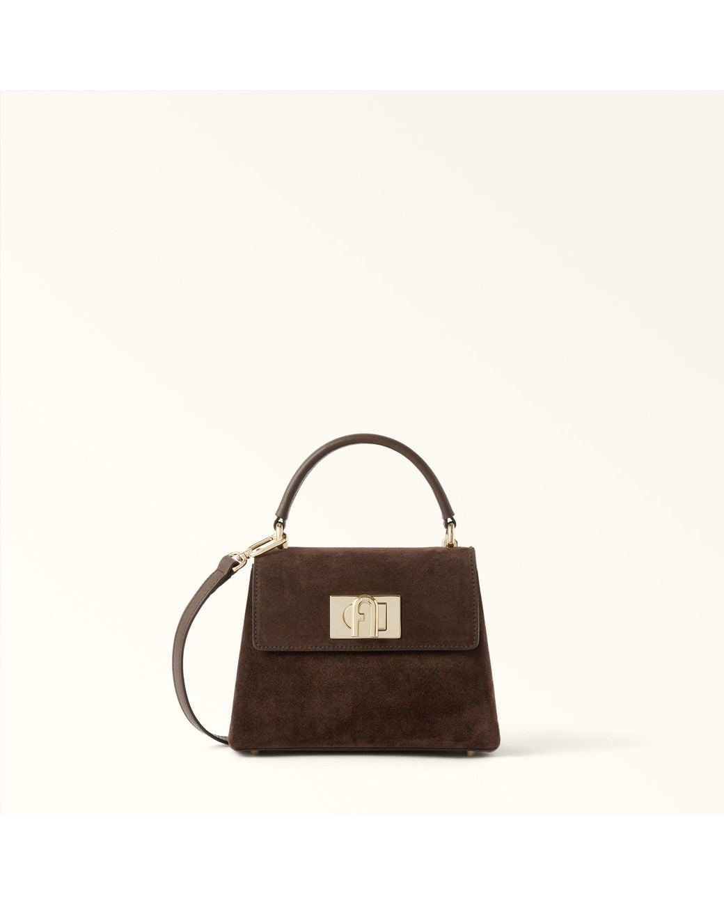 Furla Brown 1927 Top Handle Mini Toni Espresso Suede