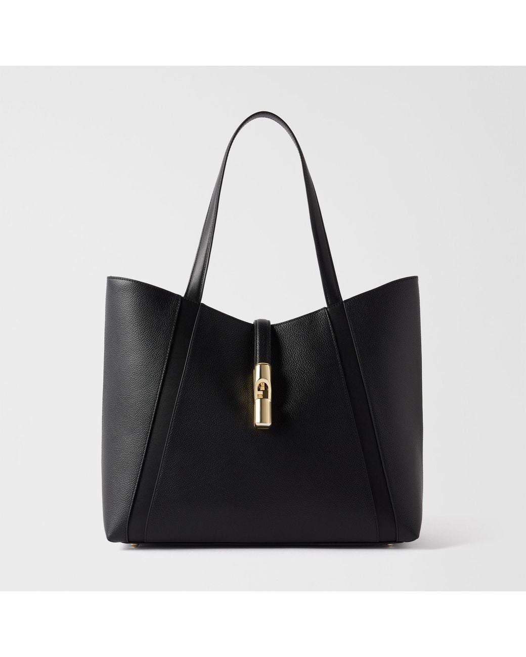 Furla Black Goccia Shoulder Bag Nero Night Calf Leather + Sidney Calf Leather