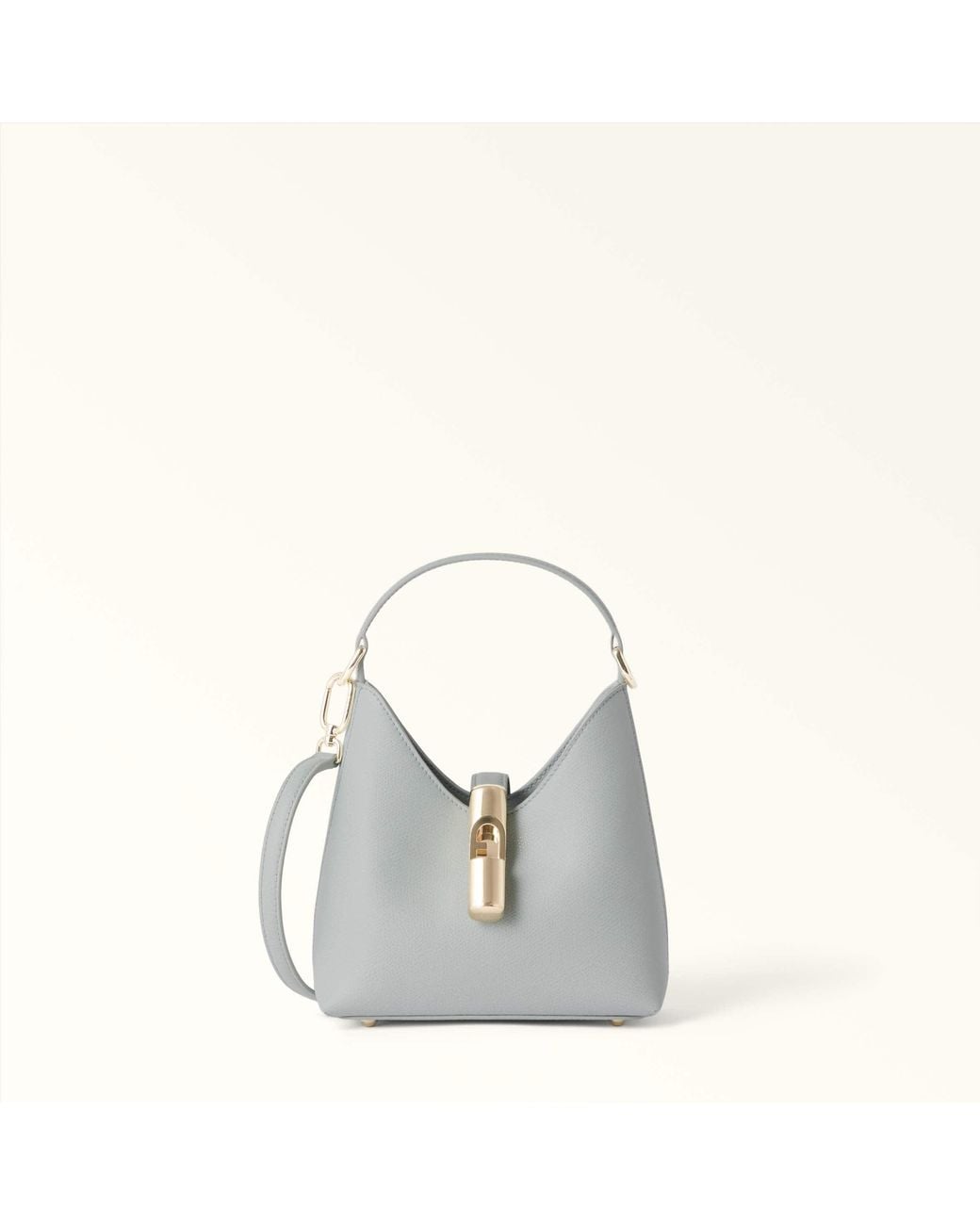 Furla White Iride Mini Bag Nebbia Textured Leather